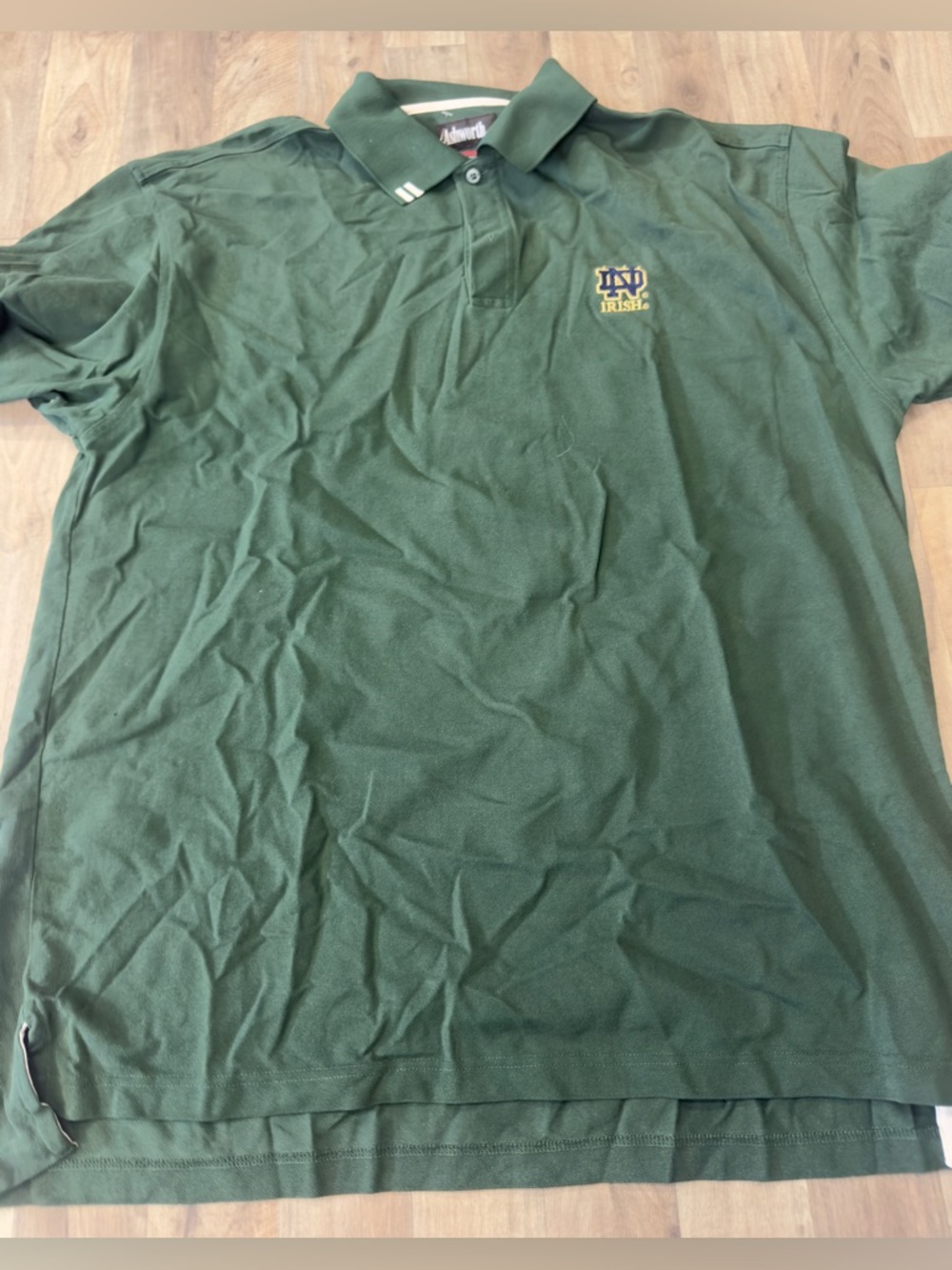 Notre Dame Fighting Irish Polo Shirt Green Ashworth Men’s Size XL